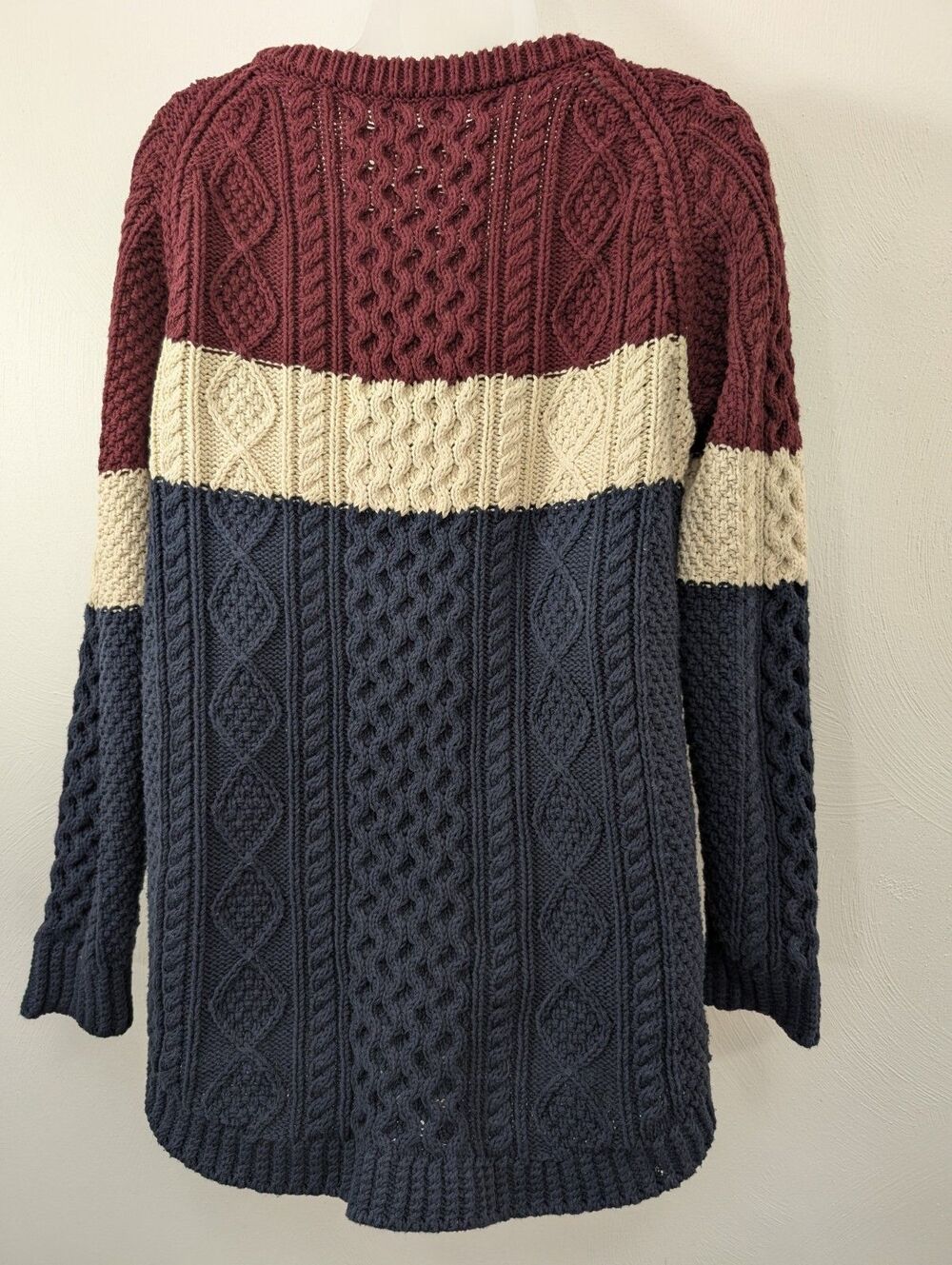 LL Bean Womens M Signature Fisherman Oversized Tunic Sweater Heavy Cotton EUC - Picture 4 of 11